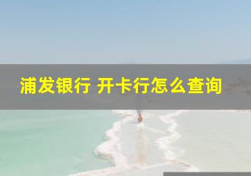 浦发银行 开卡行怎么查询